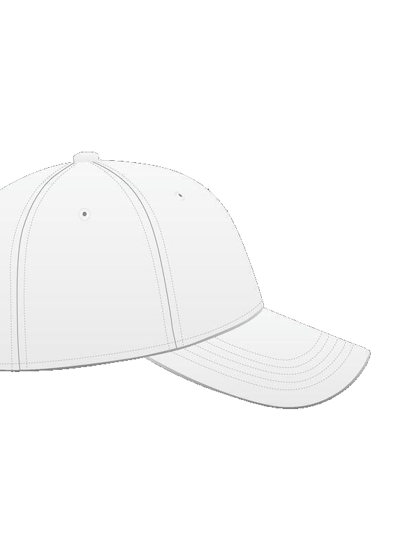 White baseball cap, side view