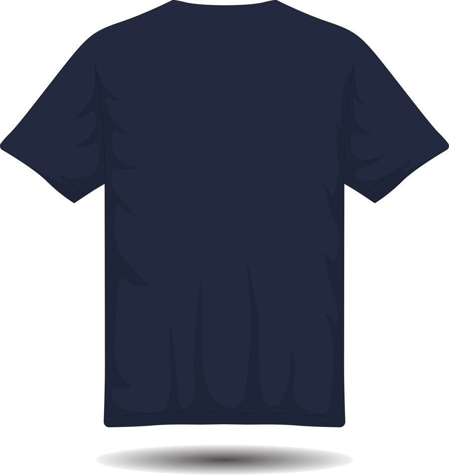 Navy t-shirt, back view